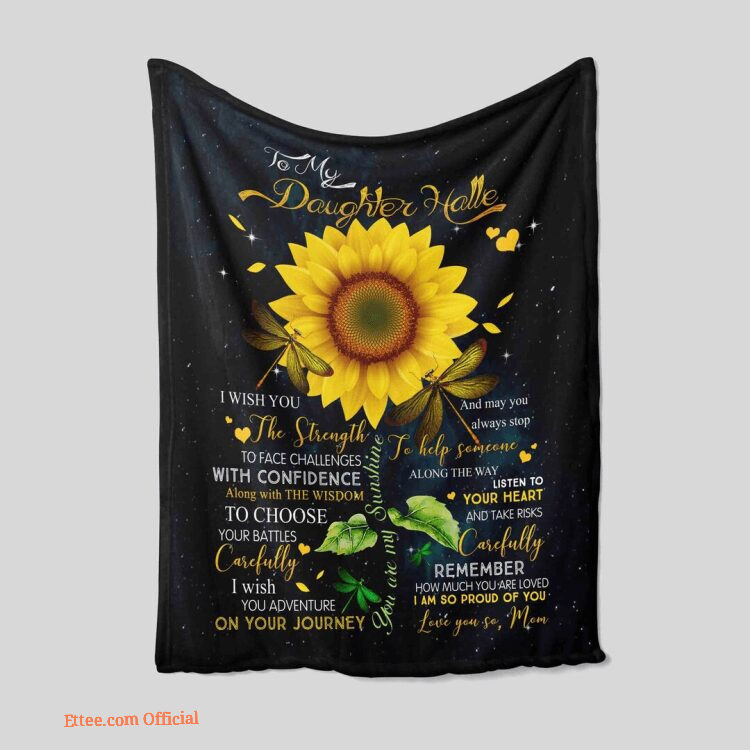 To My Daughter Blanket Sunflower And Dragonfly Quilt Blanket
