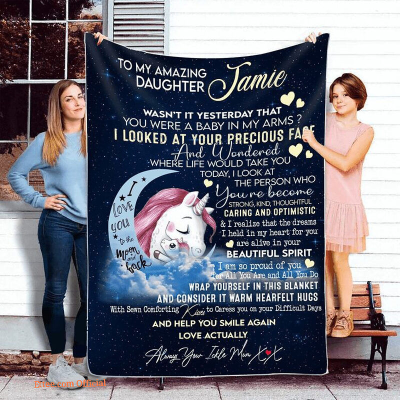 To My Daughter Quilt Blanket From Mom Family. Foldable And Compact - Super King - Ettee