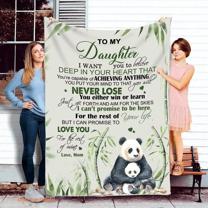 To My Daughter Quilt Blanket From Mom Panda. Light And Durable. Soft To Touch - Super King - Ettee