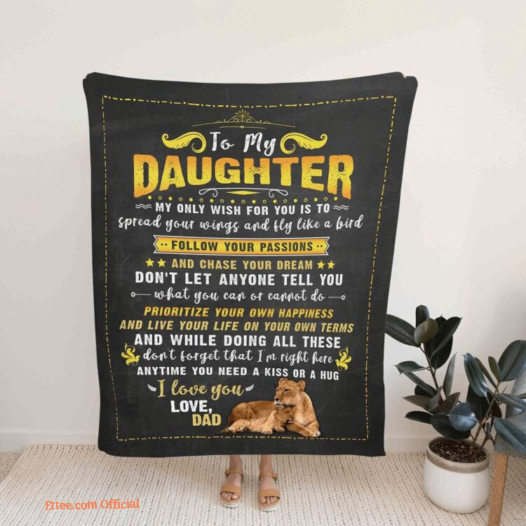 To My Daughter Quilt Blanket Lion Family. Lightweight And Smooth Comfort