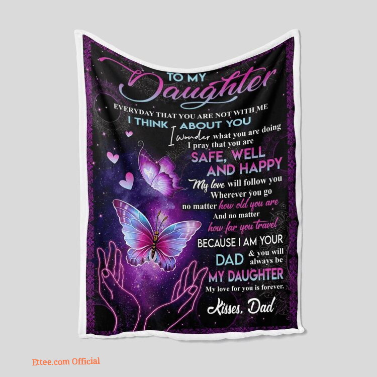 To My Daughter Quilt Blanket Violet Butterfly. Lightweight And Smooth Comfort