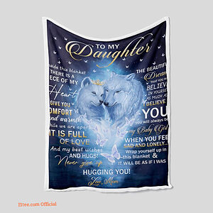 To My Daughter Quilt Blanket Wolves Blanket Mom. Foldable And Compact - Super King - Ettee