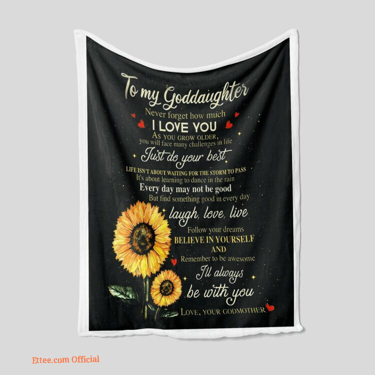 To My Goddaughter Quilt Blanket Sunflower. Light And Durable. Soft To Touch