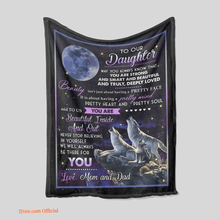 To Our Daughter Quilt Blanket Moon Family. Light And Durable. Soft To Touch