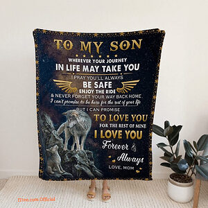 To My Son Blanket Blanket For Son Wolf Blanket Family Throw Blanket - Super King - Ettee