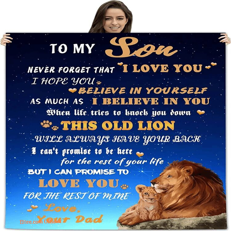 To My Son Blanket From Dad Lion Blanket To My Son Gift For Birthday