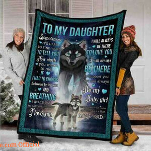 To My Daughter Wolf Blanket, To My Daughter Love From Dad Blanket - Super King - Ettee
