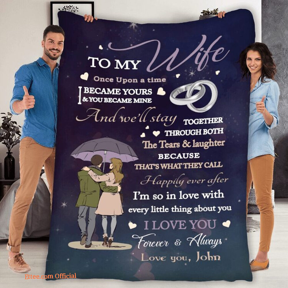 3D - Gift For Couple Fleece Quilt Blanket To My Wife Forever. Foldable And Compact - Super King - Ettee