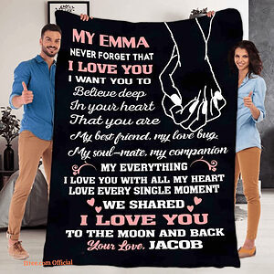 I Love You To The Moon And Back Fleece Quilt Blanket. Foldable And Compact - Super King - Ettee