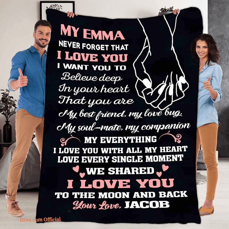 I Love You To The Moon And Back Fleece Quilt Blanket. Foldable And Compact - Super King - Ettee
