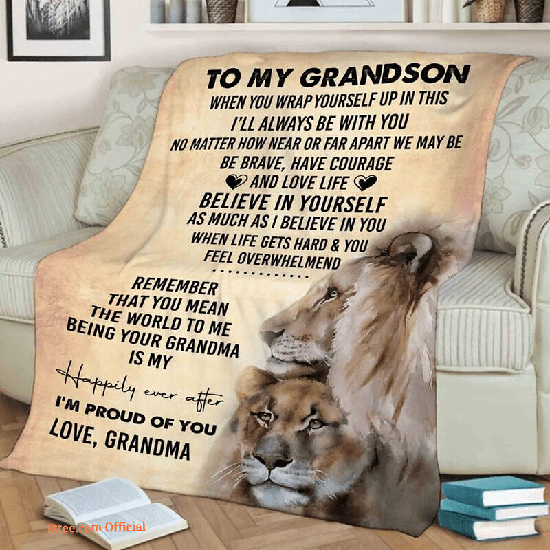 To My Grand Son Quilt Blanket From Grandma. Light And Durable. Soft To Touch - Super King - Ettee