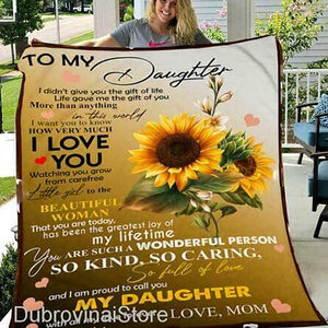 To My Daughter Blanket From Mom, To My Daughter Sunflower Quilt, Fleece Blanket1 - Super King - Ettee