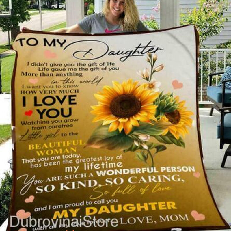 To My Daughter Blanket From Mom, To My Daughter Sunflower Quilt, Fleece Blanket1 - Super King - Ettee