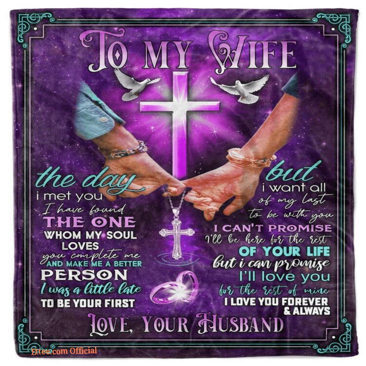 To My Wife Blanket Gift From Husband Fleece Purple Blankets For Xmas