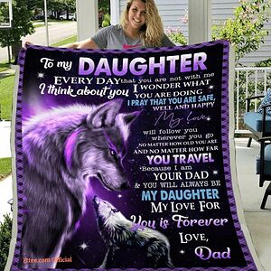Wolf To My Daughter Fleece Blanket Gift From Dad For Daughter - Super King - Ettee