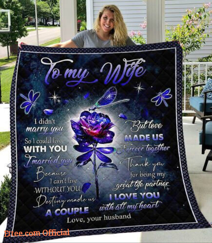To My Wife Blanket Gift From Husband Dragonfly Quilt Fleece Blankets For Her