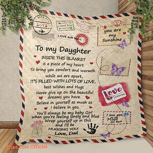 To My Daughter Love From Dad Hugging You Gift Quilt Fleece Blanket - Super King - Ettee