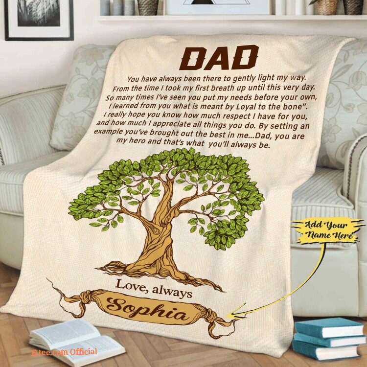 Customized Blanket For Father Day Dad You Are My Hero Fleece Quilt Blanket