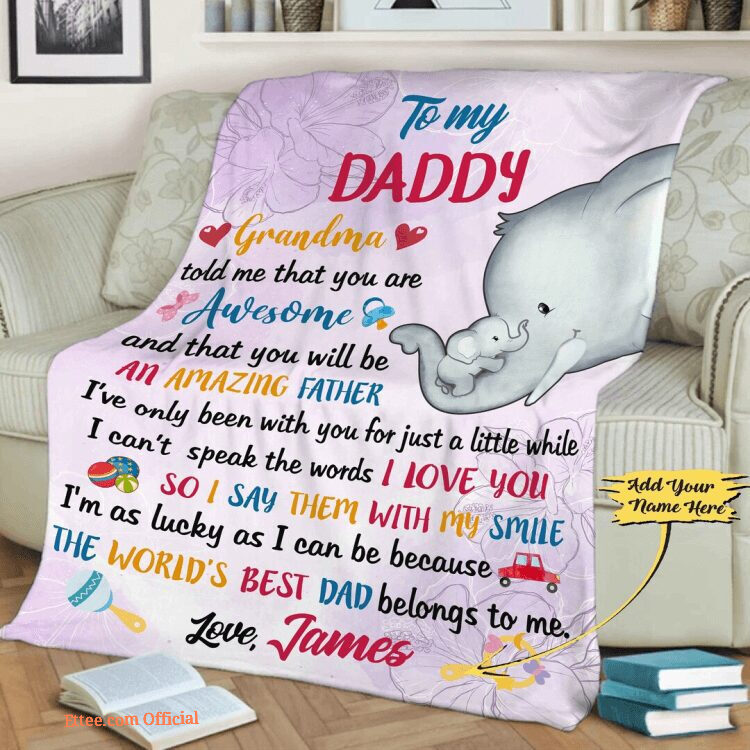 The World Best Dad Belongs To Me Customized Quilt Blanket. Foldable And Compact