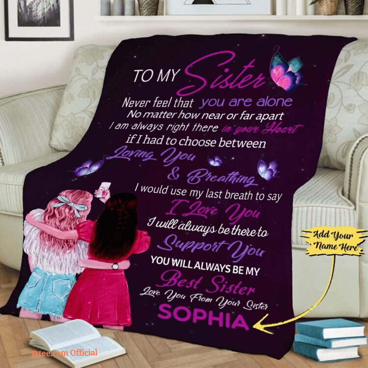 To My Best Sister Customized Quilt Blanket. Light And Durable. Soft To Touch