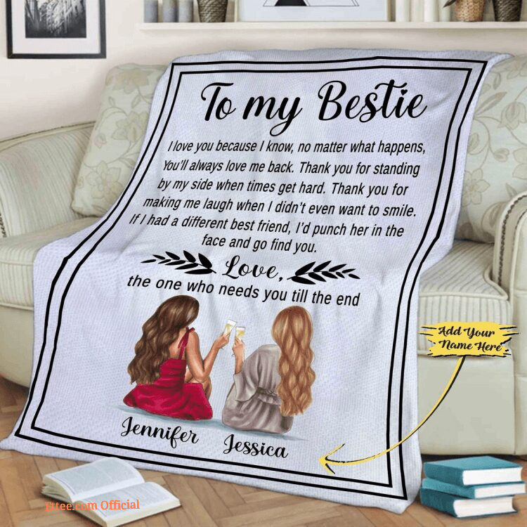 To My Bestie Thank You For Making Me Laugh Customized Quilt Blanket