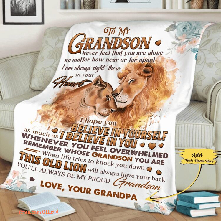 To My Grand Son Customized Quilt Blanket From Grandpa. Lightweight And Smooth Comfort