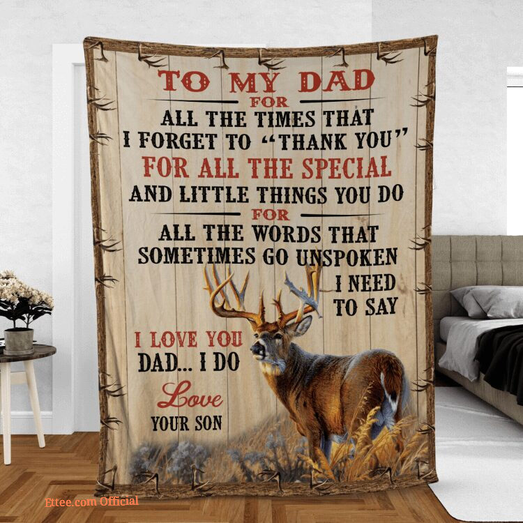 To My Dad Love Your Son Deer 3d Fleece Photo Blanket Fathers Day