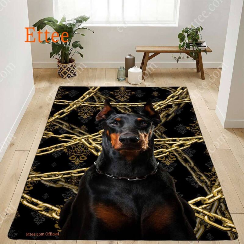 Doberman Rug. Unique Decor Mat Carpet Gift For Dog Lovers