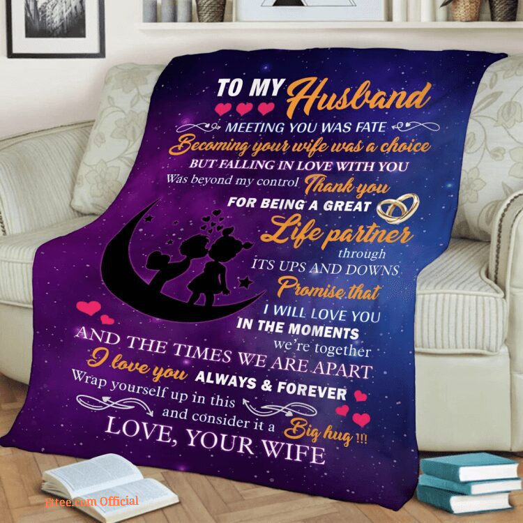 Valentine's Day Gift For Husband To My Husband Quilt Blanket. Foldable And Compact