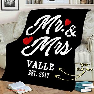 Valentine's Day Gift Mr Mrs Customized Quilt Blanket. Lightweight And Smooth Comfort - Super King - Ettee