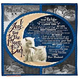 To My Wife Blanket Gift From Husband Blanket Wolf Couple Blanket - Super King - Ettee