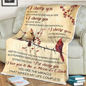 Bird Quilt Blanket I Choose You To Do Life With Hand In Hand Side - Super King - Ettee
