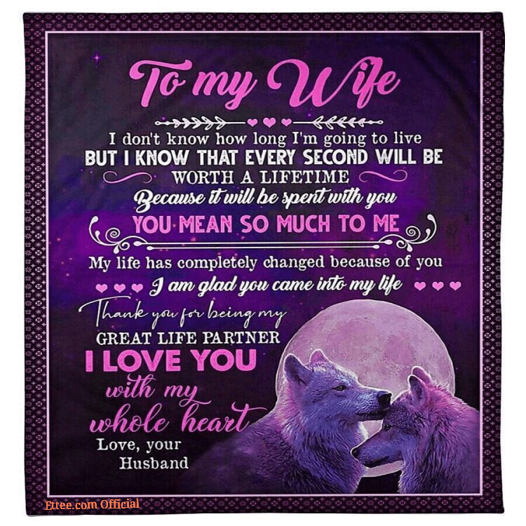 To My Wife Blanket Gift From Husband Fleece Wolf Purple Blankets For Her