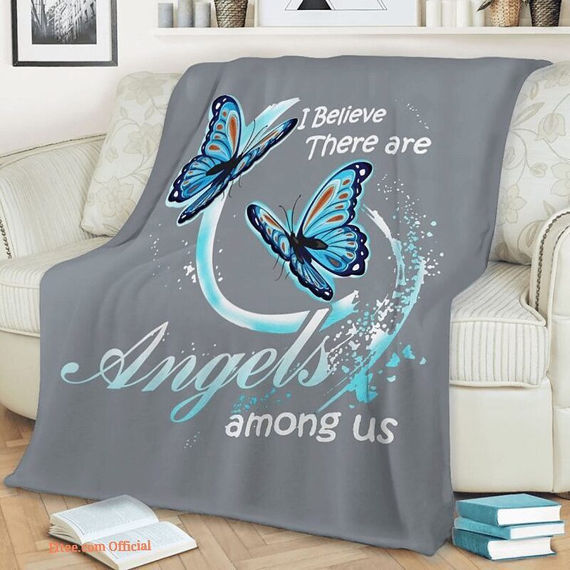 Butterfly Blanket I Believe There Are Angels Among Us Fleece Quilt Blanket - Super King - Ettee