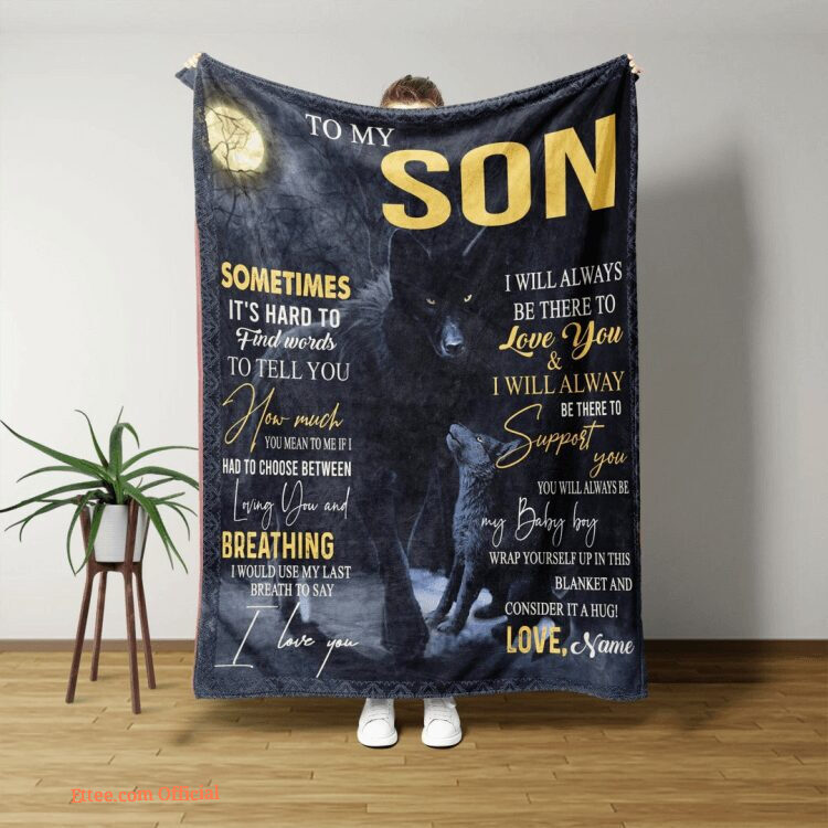 Parent And Son Wolf Blanket To My Son Quilt Blanket. Foldable And Compact