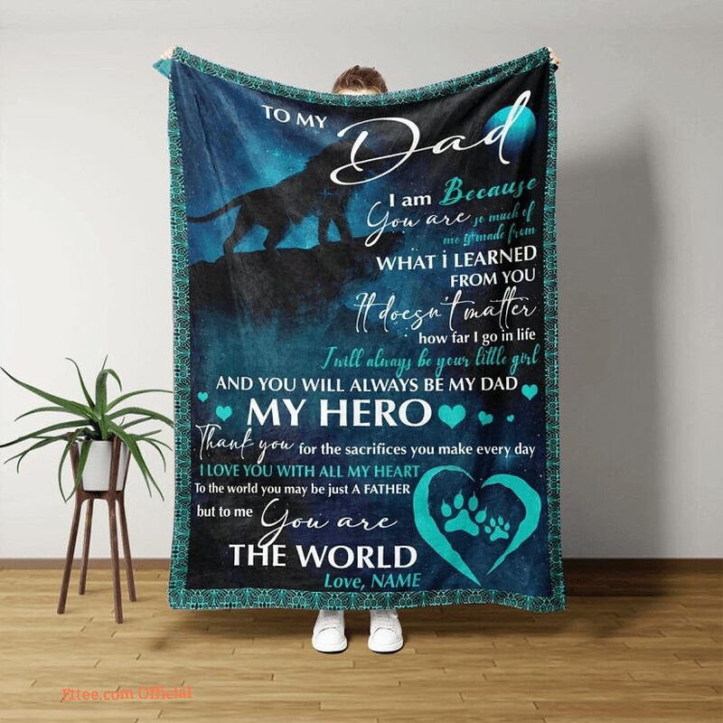 To My Dad Blanket Personalized Lion Quilt Blanket Father. Foldable And Compact - Super King - Ettee