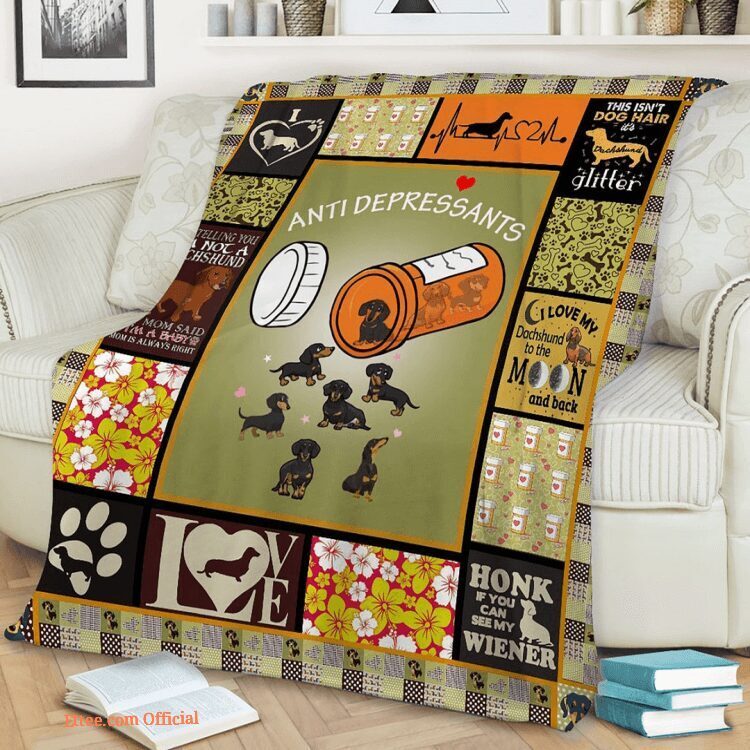 Dachshund Quilt Blanket Anti Depressants This Is's Dog. Foldable And Compact