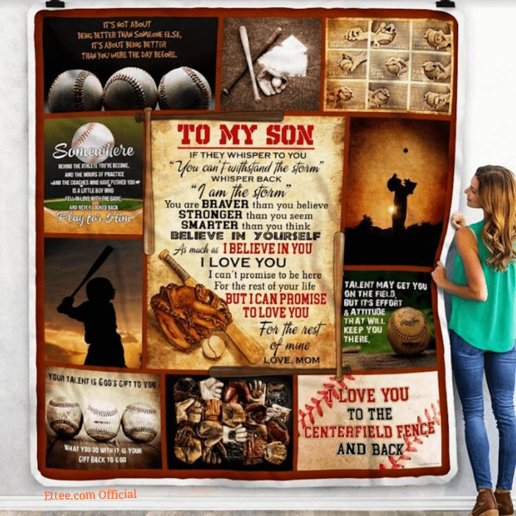 Baseball To My Son I Believe In You I Love You Fleece Blanket Gift For Baseball Lovers