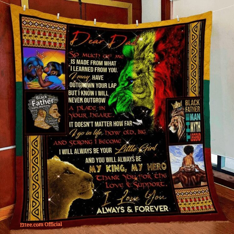 Dear Black Father You Are My Hero Gift Quilt Blanket
