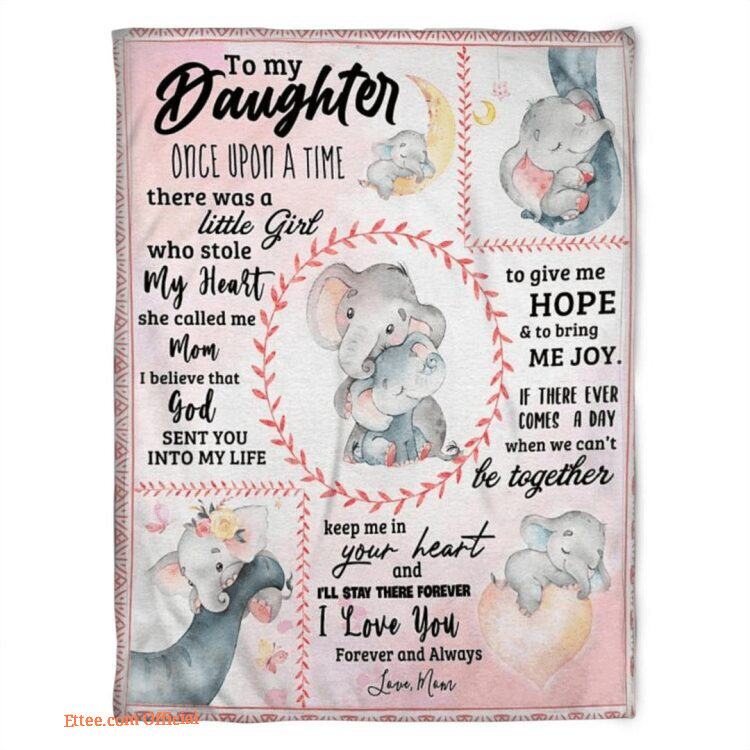 Elephant To My Daughter I Love You Forever And Always Fleece Blanket