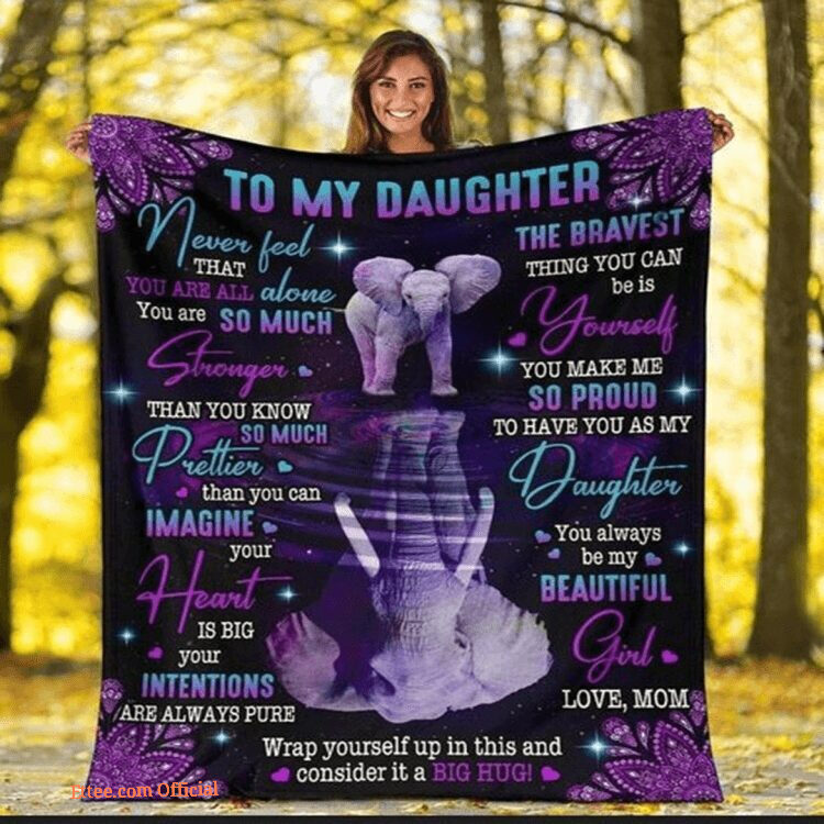 Elephant To My Daughter Never Feel That You Are All Alone Purple Mandala Blanket