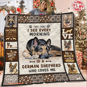 First Morning German Shepherd Dog Fleece Blanket German Shepherd Dog Lovers - Super King - Ettee