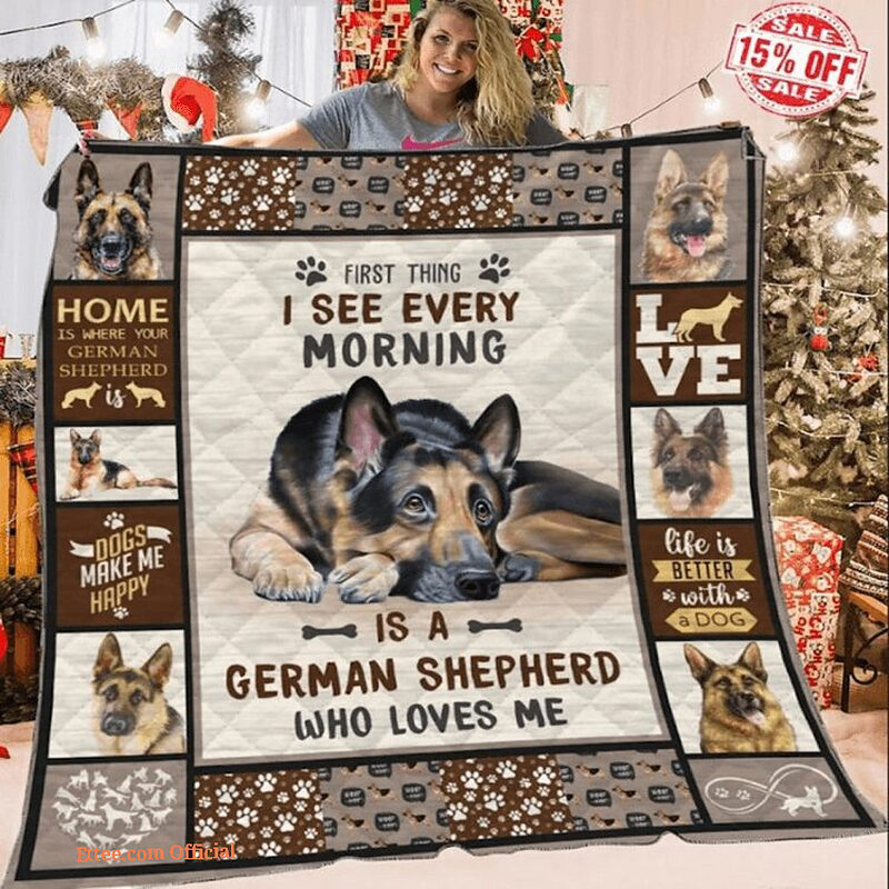 First Morning German Shepherd Dog Fleece Blanket German Shepherd Dog Lovers - Super King - Ettee