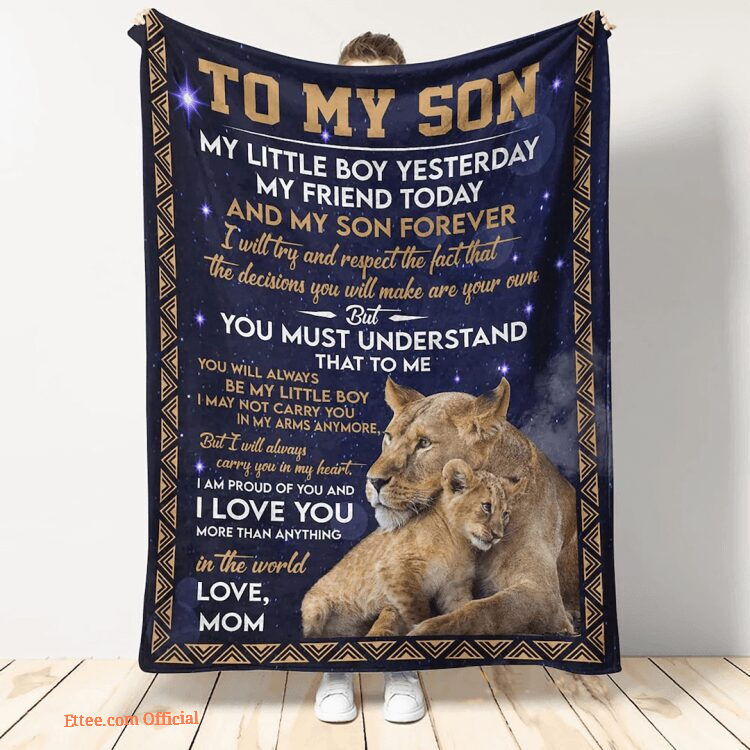 Gift For Son From Mom Blanket Lion My Little Boy Yesterday Blanket