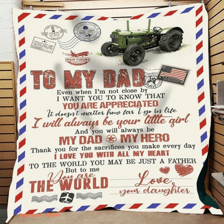 Letter To My Famer Dad I Love You With All My Heart Tractor Blanket Gift For Dad