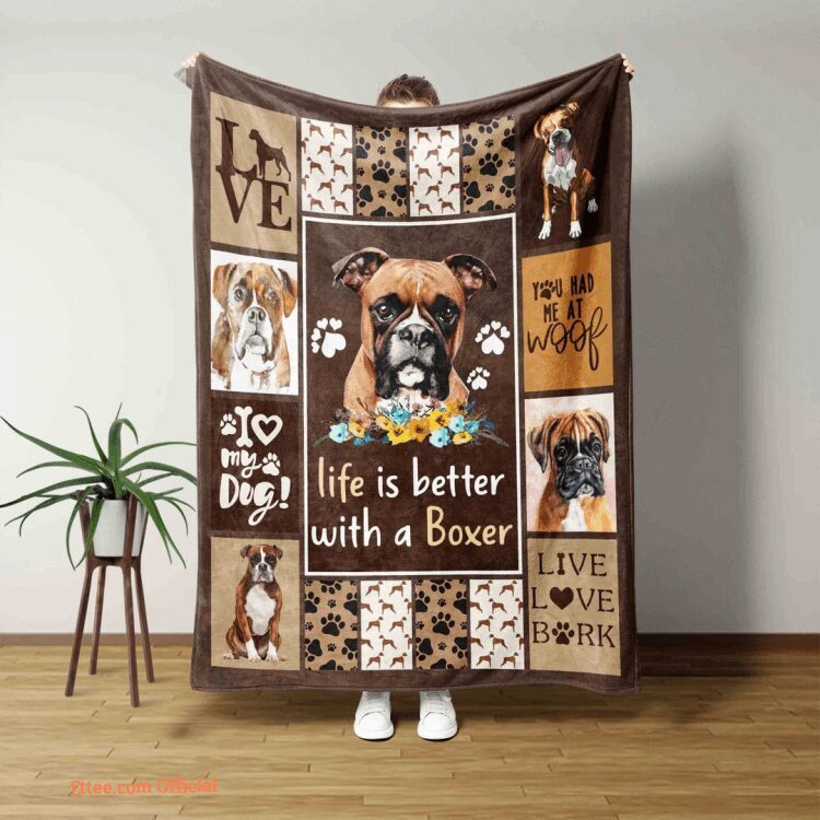 Life Is Better With A Boxer Blanket Boxer Lover Blanket Dog Blanket Pet Lover