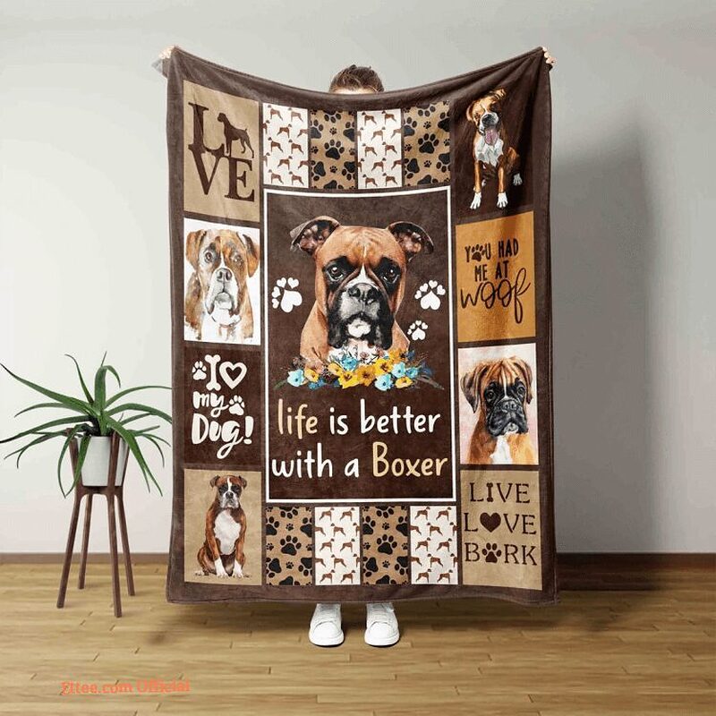 Life Is Better With A Boxer Blanket Boxer Lover Blanket Dog Blanket Pet Lover - Super King - Ettee