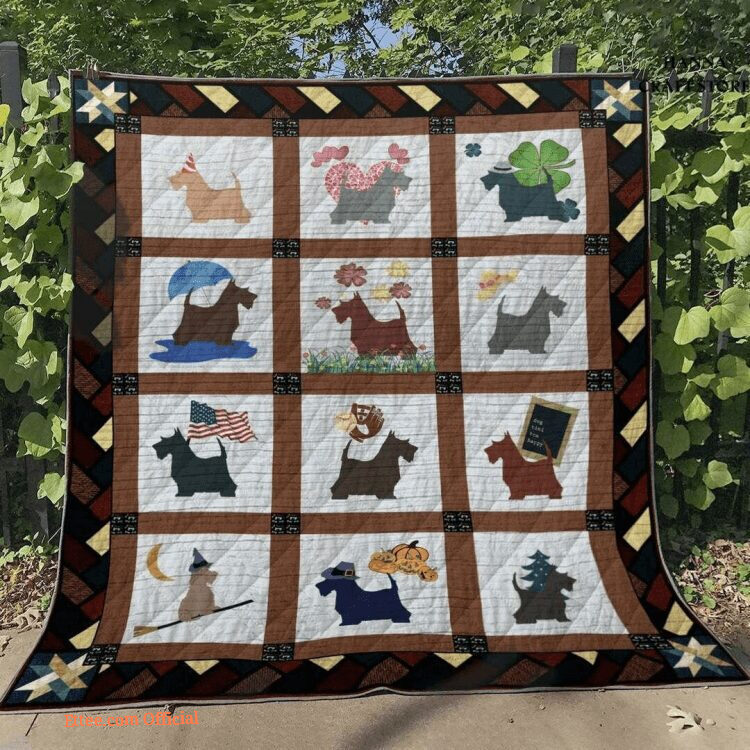 Scottish Terrier Cosplay Witch Pumpkin Pet Dog Lover Quilt Blanket