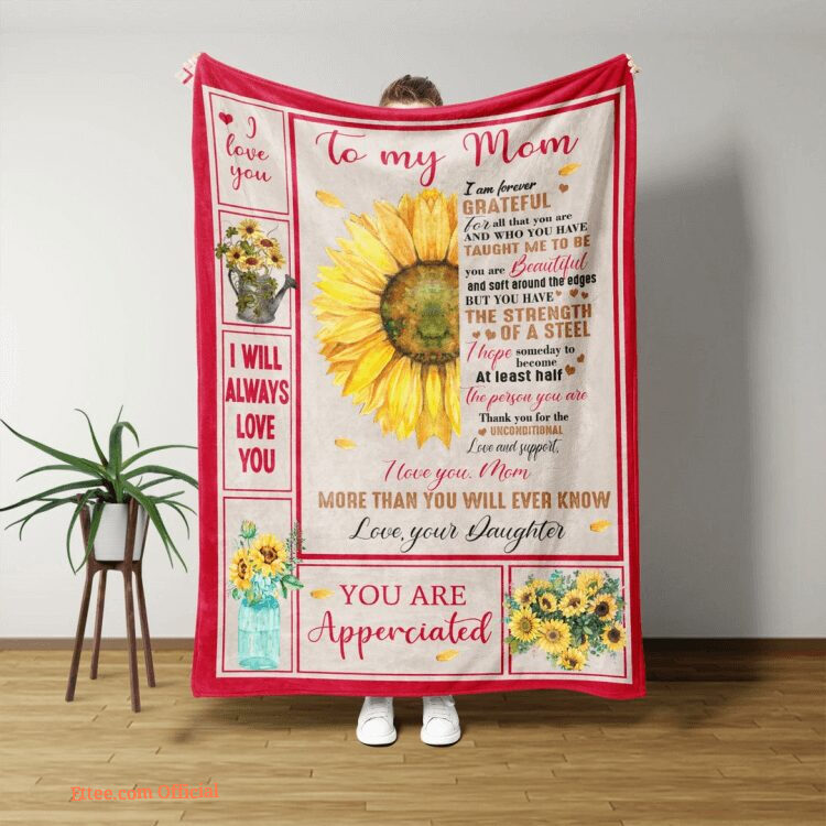 Sunflower Quilt Blanket To My Mom Blanket Gift Ideas For Mom. Foldable And Compact