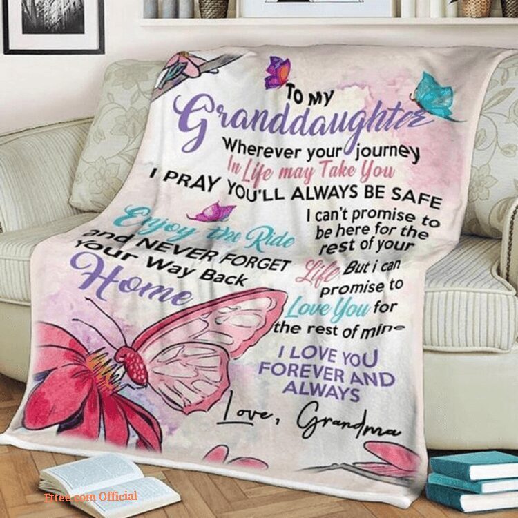 To My Granddaughter Blanket From Grandma To My Grandaughter Pink Butterfly Blanket